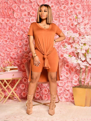 Orange biker short set